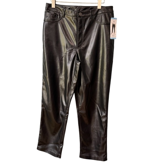 JOIE Black Faux Leather Pants Ankle Length Straight Leg Limited Edition. NWT. 10 - Picture 2 of 16